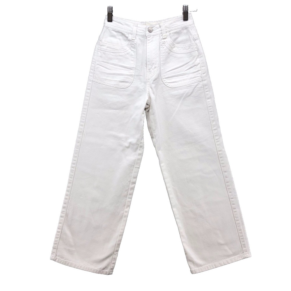 Habitual Girl Mid Rise Crop Jeans Girls 12 Straight Leg White Classic School